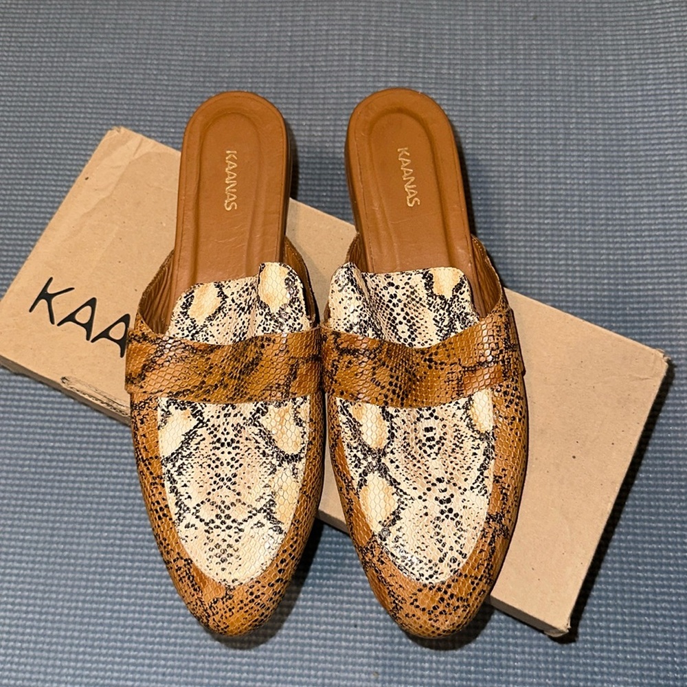Snake print mules